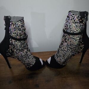 Elegant Black and Silver Sequin Heels